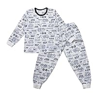 OllCHAENGi Toddler Kids Boys Girls Cotton Pajama Set Long Sleeve 3T-14Y Bulldozer (100(3T-4T))