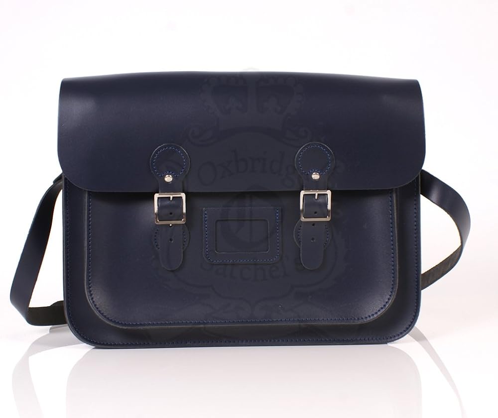 navy leather satchel