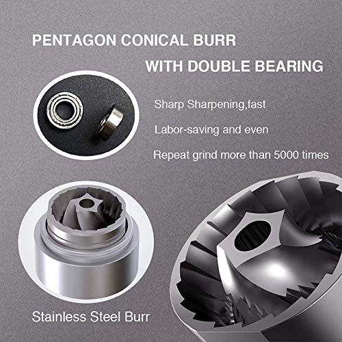cherrypop Manuelle Grat-KaffeemüHle Edelstahl-FüNfeck-KegelmüHle mit Einstellbaren Einstellungen, Geeignet zum Umkehren – Bild 4