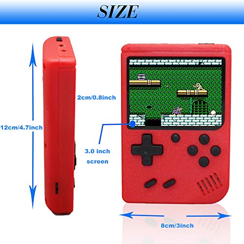 Handheld Game Console,3.0 Inch Portable Retro FC Game Console, 400 Classic Games Video Game Console Support TV,1 USB Charge Handy Game Player For Kids Adults Entertainment ,Kids Birthday Presents,RED