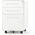 YIGUO 2-Drawer Mobile File Cabinet with Lock, Rolling Office File Cabinet Under Desk, Metal Filing Cabinet with Wheels for Legal, Letter, A4 File Size (White)