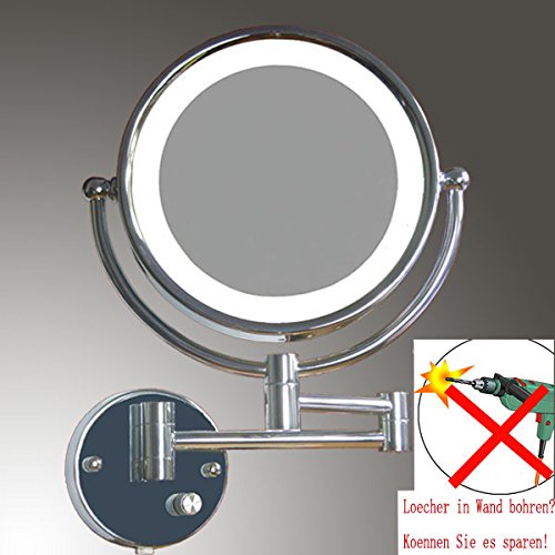 LOYWE LED Beleuchtet wunderschöne Kosmetikspiegel 1+10F hochwertig ohne Bohren LWW57-10-NB