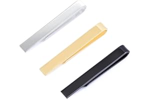 Tie Clips for Men, 3 Pack Classic Tie Clip Silver Gold Black Necktie Tie Bar Pinch Clips Suitable for Wedding Anniversary Bus