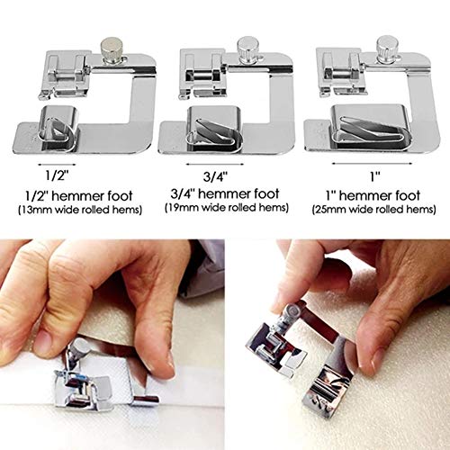 Hemming Foot Kit 6Pcs Hemmer Foot Sewing Machine Presser Foot Hemmer