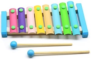 HUIOP 8 Notes Wooden Xylophone with 2 Wooden Mallets Colorful Keys Small Xylophone Percussion Instrument Perfect for Beginner