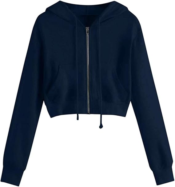 Shownicer Damen Crop Hoodie - Kapuzenpullover Mit Reißverschluss Für Teenager