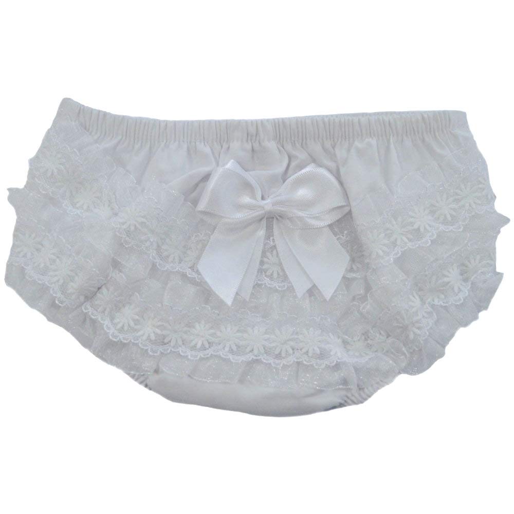 Soft Touch Baby Girls Frilly Pants/Knickers/Nappy Covers (0 to 18 Months) (White, 0-6 Months)
