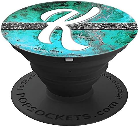 Turquoise Stone Monogram Letter K - PopSockets Grip and Stand for Phones and Tablets