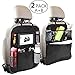OYRGCIK Backseat Organizer for Kids 2 Type (A+B) Kick Mats Back Seat Car Protector with Multi Pocket Storage Bag Holder for iPad Tablet Bottle Tissue Box Toys Vehicles Travel, Black 2 Pack