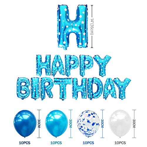 Izoel Birthday Decoration Boy Blue Balloon Happy Birthday Banner