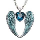 Stephenie Crystal Angel Wings Pendant Necklace Women's Biker Jewelry 18
