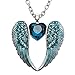 Stephenie Crystal Angel Wings Pendant Necklace Women's Biker Jewelry 18