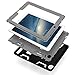 AICase Kickstand Shockproof Heavy Duty High Impact Resistant Rugged Hybrid Three Layer Armor Full Body Protection Case with Stylus for iPad 2/3/4 (Black/Grey)