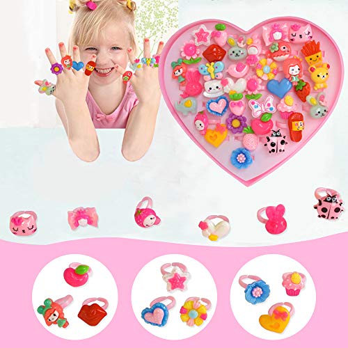 image for Blppldyci 36 Pcs Kids Little Girl Rings Gift, Jewelry Adjustable Rings