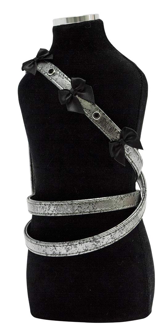 Trilly Tutti Brilli Odilong Leash with Alternating Swarovski Rivet with Satin Bow, Silver, 20 mm