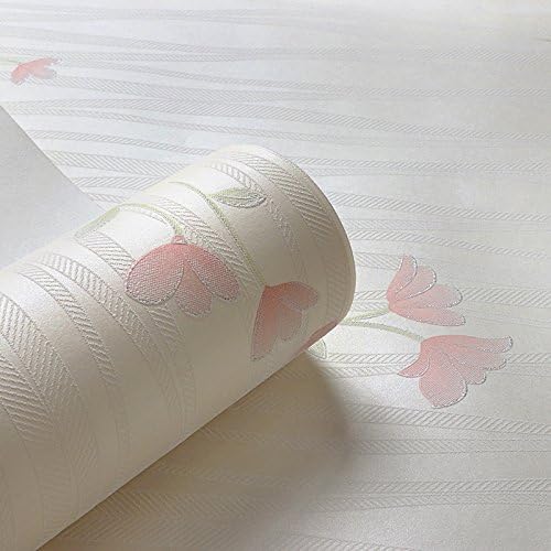 Jedfild Korean-style garden 3D Texture Stripe non-woven cloth wallpaper living room TV background bedroom wallpaper and welcoming, the flower m White