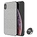 for iPhone Xs Magnetic Case,Fabric Pattern Phone Cover with Magnet Back Shock Absorption Protective Hard Shell Car Mount Magnet Case for iPhone Xs (Grey)