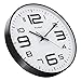 Plumeet Wall Clock, 12'' Bedroom Wall Clocks Battery Operated, Silent Quartz Clock Decorate Kitchen Living Room, 3D Numbers Display Easy to Read, White