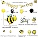 Bee Party Decorations Set - Bee Party Supplies with Happy Bee Day Banner&Cake Topper,Bee Balloons,Bee Cupcake Toppers,Polka Dot Balloons,Yellow&Black&White Balloons for Bee Birthday Party,Baby Show