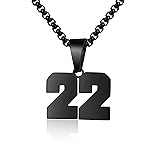Number Necklace for Boy Black Athletes Number