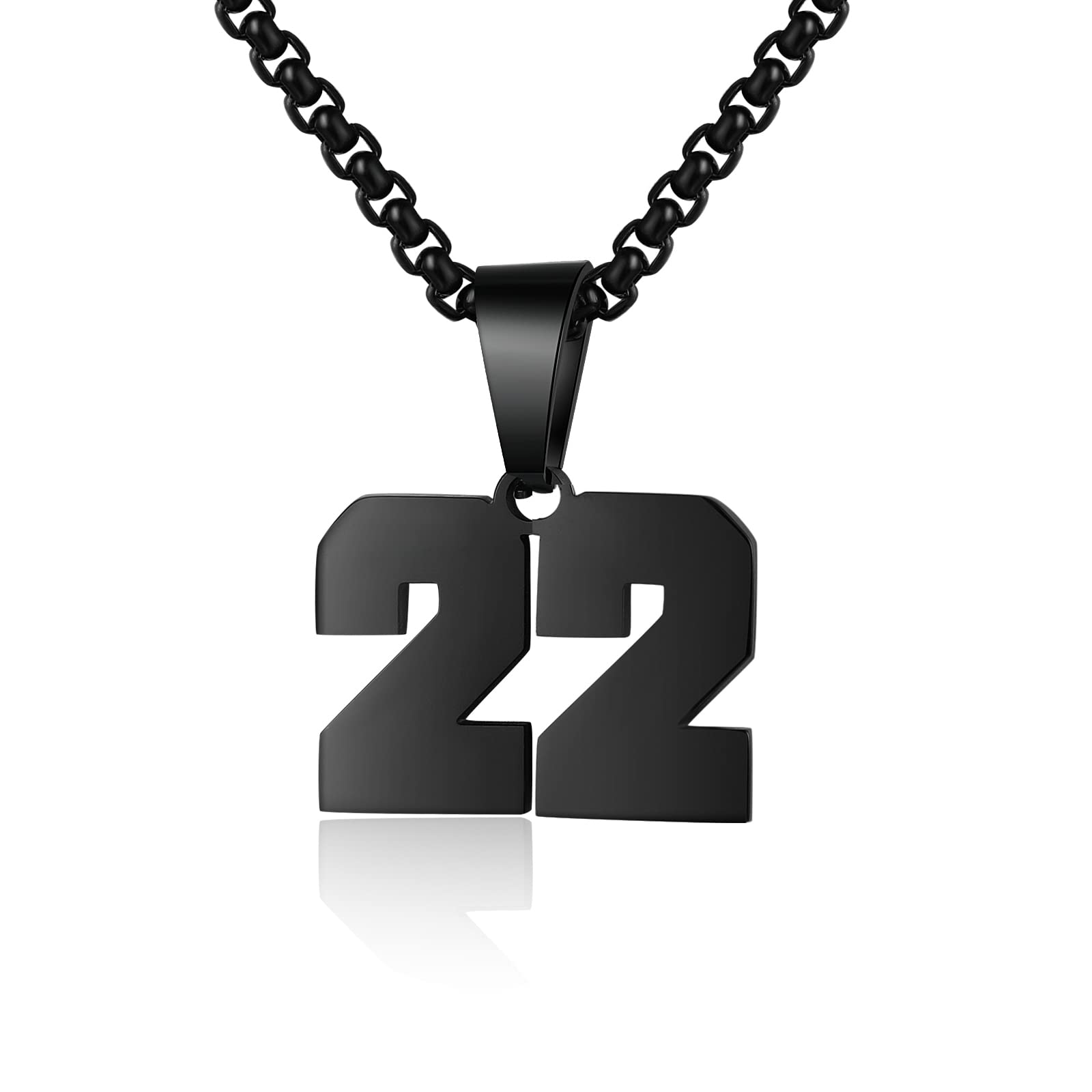 Number Necklace for Boy Black Athletes Number