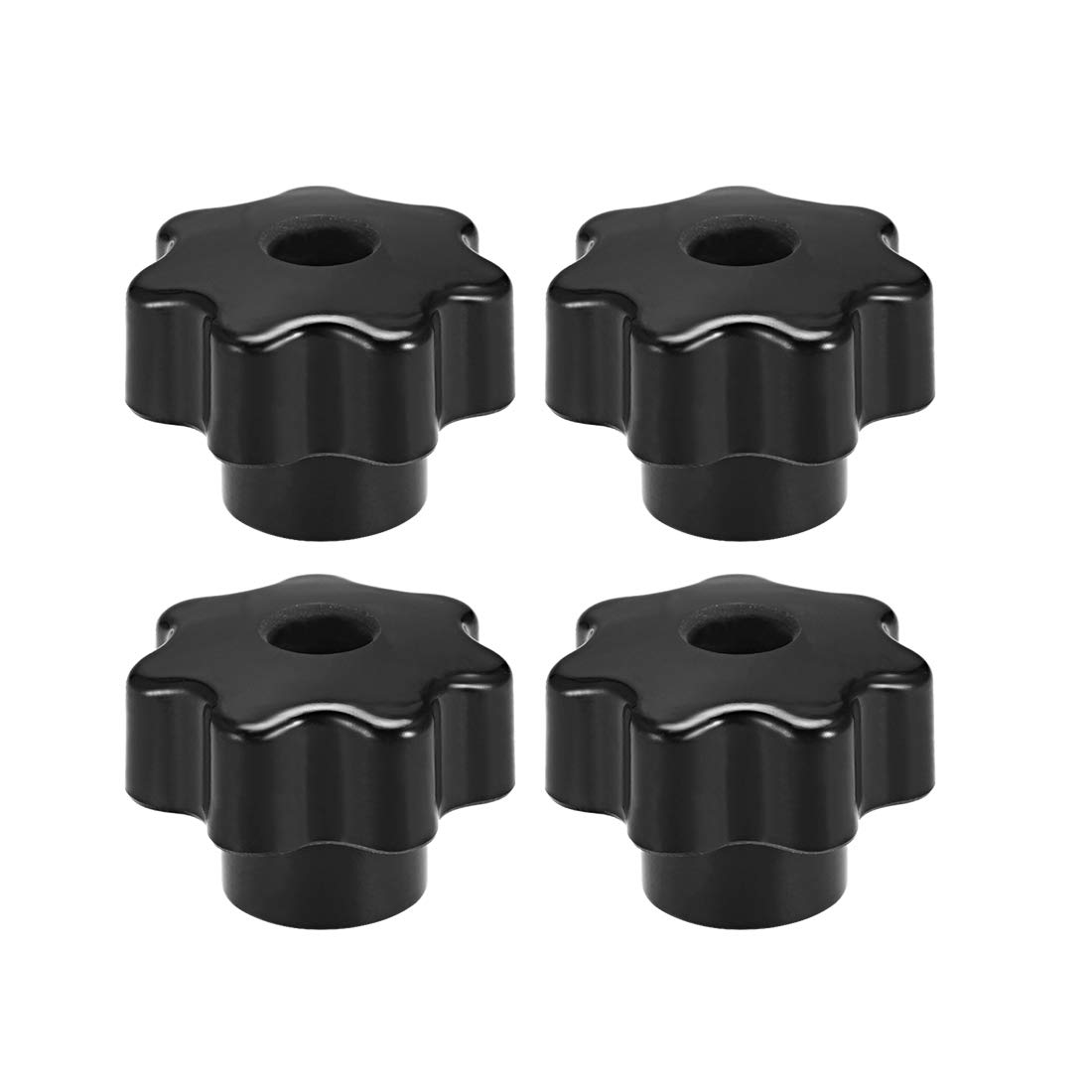 sourcing map 4 Pcs Star Knob Grip Handle M6 Diameter Brass Insert Female Thread Black