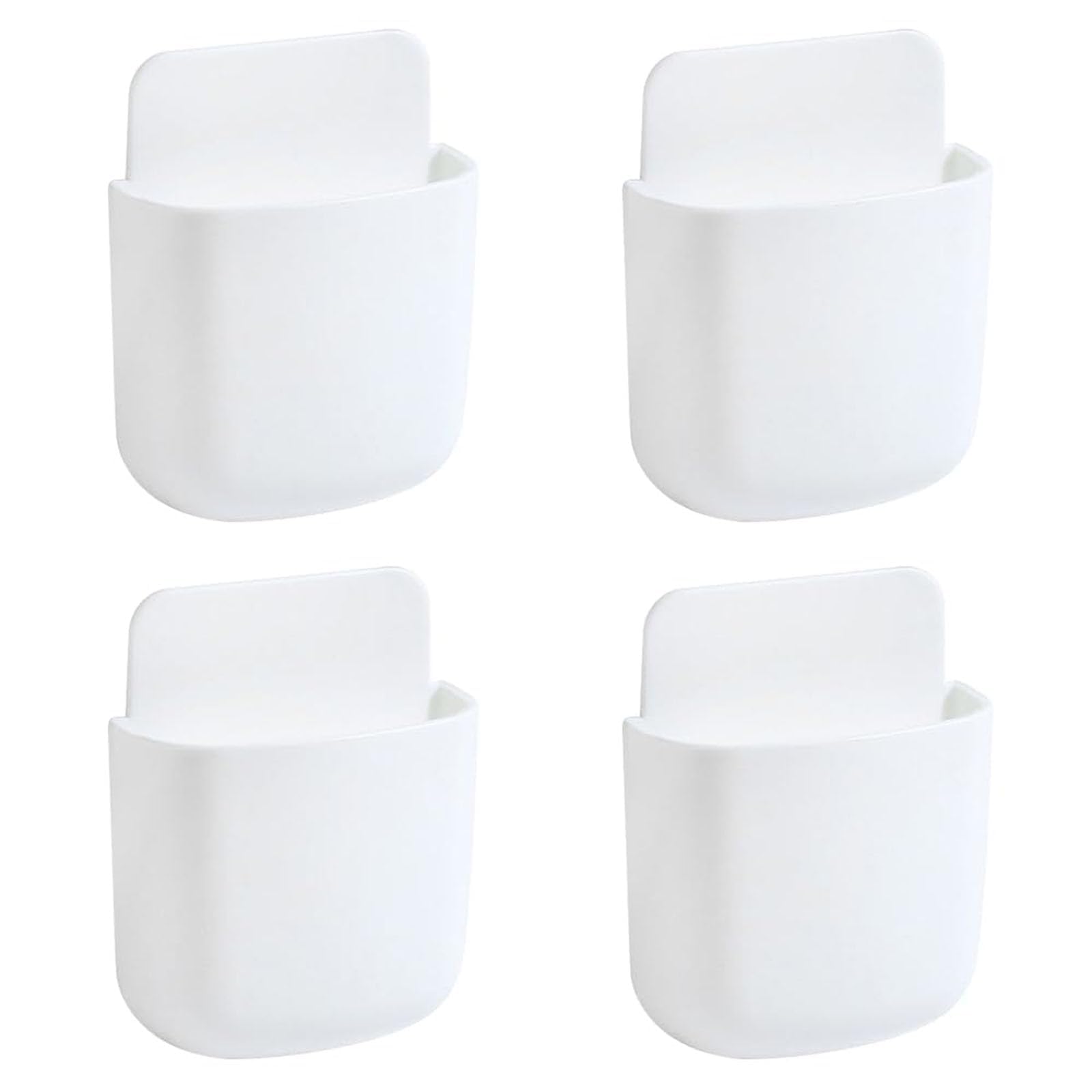 ZPLASK 4-Piece Remote Control Holder - TV, Sofa, Wall Mounted - White Remote Holder Storage Box for Home, Office, Bedroom