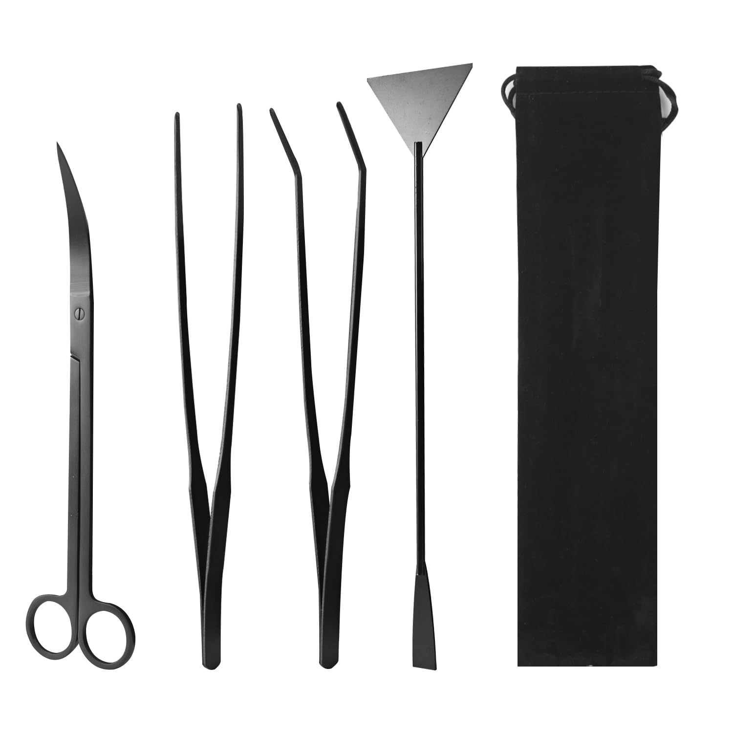 4 in 1 Stainless Aquascaping Tools - Aquarium & Terrarium Scissors, Tweezers, Spatula - Aquascape Set for Fish Tank
