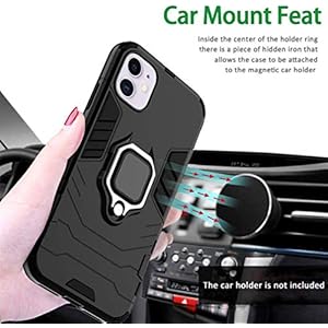 HAOYE Cover per Oppo A5 2020 + 2 Vetro Temperato, Armor Custodia con 360 Gradi Girevole Anello e Supporto Magnetico Auto… - immagine 8