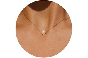 BRAYEG 14K Gold Pearl Necklace for Women, Dainty Gold Pearl Pendant Necklaces Adjustable Simple Pearl Necklaces Bride Wedding Single Pearl Necklaces for Mother's Day Necklace Jewelry Gift