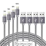 Taiyun Lightning Cable Charger 4Pack (3ft 5ft 6ft 10ft) Lengths Combination Durable and Fast Charging Cords for iPhone 7/7+/6/6+/6s/6s+/5/5s/5c/SE, iPad and More (gray)