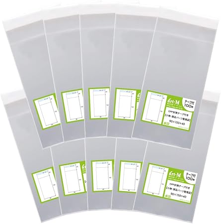 Amazon Co Jp 国産 テープ付 9x15の小袋 小物のラッピング 部品パーツ整理袋 透明opp袋 透明封筒 1000枚 30ミクロン厚 標準 90x150 40mm 文房具 オフィス用品