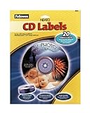 Fellowes 99943 Glossy White CD/DVD Labels, Ink Jet Printer Compatible, 20/pack