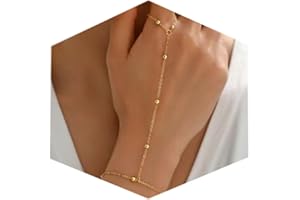 QWALIT Hand Chain Bracelet Gold Hand Chain Ring Bracelet Hands Chain Jewelry Beaded Pearl Handchain Finger Bracelet Non Tarni