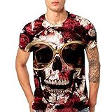 Mens Skull Printing Tees Shirt Short Sleeve T-Shirt