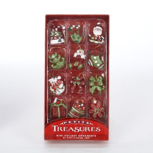 Kurt Adler Petite Treasures Miniature Christmas Ornaments 12 Pieces