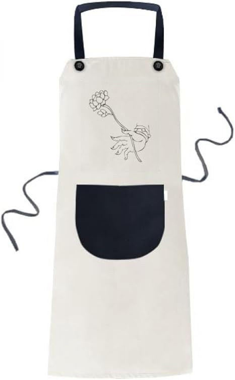 Amazon 仏教のロータスの手を簡単なイラストパターン 料理のキッチンベージュの調節可能な前掛けエプロンのポケットは 女性が男性のシェフ ギフト エプロン オンライン通販