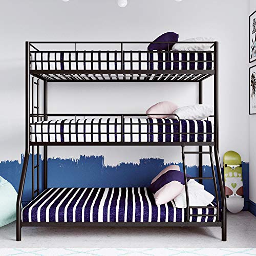 Max & Finn Altona Metal Triple Bunk Bed, Bed for Kids, Twin/Twin/Full