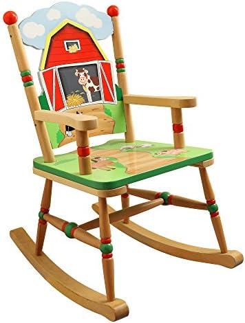 Fantasy Fields - Happy Farm Animals Thematic Kids Wooden Rocking Chair | Imagination Inspiring Hand Crafted & Hand Painted Details | Non-Toxic, Lead Free Water-based Paint