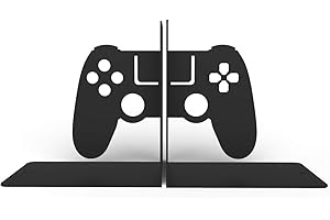 ESGO Bookends Control Play, Bookends for Shelves, Book Ends for Office, Modern Bookends for Desk and Bookshelves, Metal bookends, Heavy Duty Metal Black Bookend Support, Creative Book Ends.