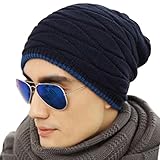 Novawo Men's Knit Thicken and Fleece Lining Beanie Hat Winter Slouchy Warm Cap