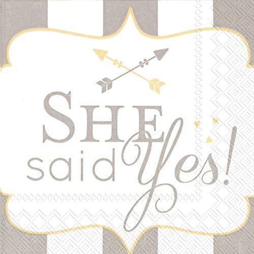 Celebrate the Home Wedding 3-Ply Paper Cocktail Napkins, 20-Count, She Said Yes