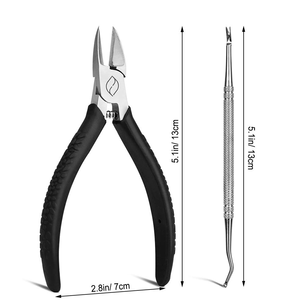FERYES Straight Blade Toenail Clippers with Toenail Lifter and Fork - Podiatrist Toe Nail Clipper for Thick Toenails - 2 in 1 Ingrown Toenail Tools Kit: Beauty