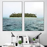 2 Piece Framed Canvas Wall Art Coastal Scenery Canvas Prints Home Artwork Decoration for Living Room,Bedroom - 16
