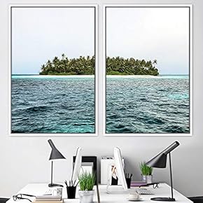 signwin 2 Piece Framed Canvas Wall Art Coastal...