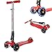 RIMABLE Foldable Maxi Kick Scooter with LED Light up Wheels(Red)