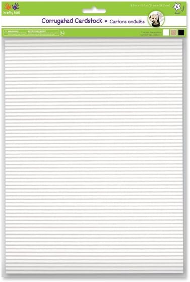 Krafty Kids Corrugated Cardstock White/Black 8.5x11in x6