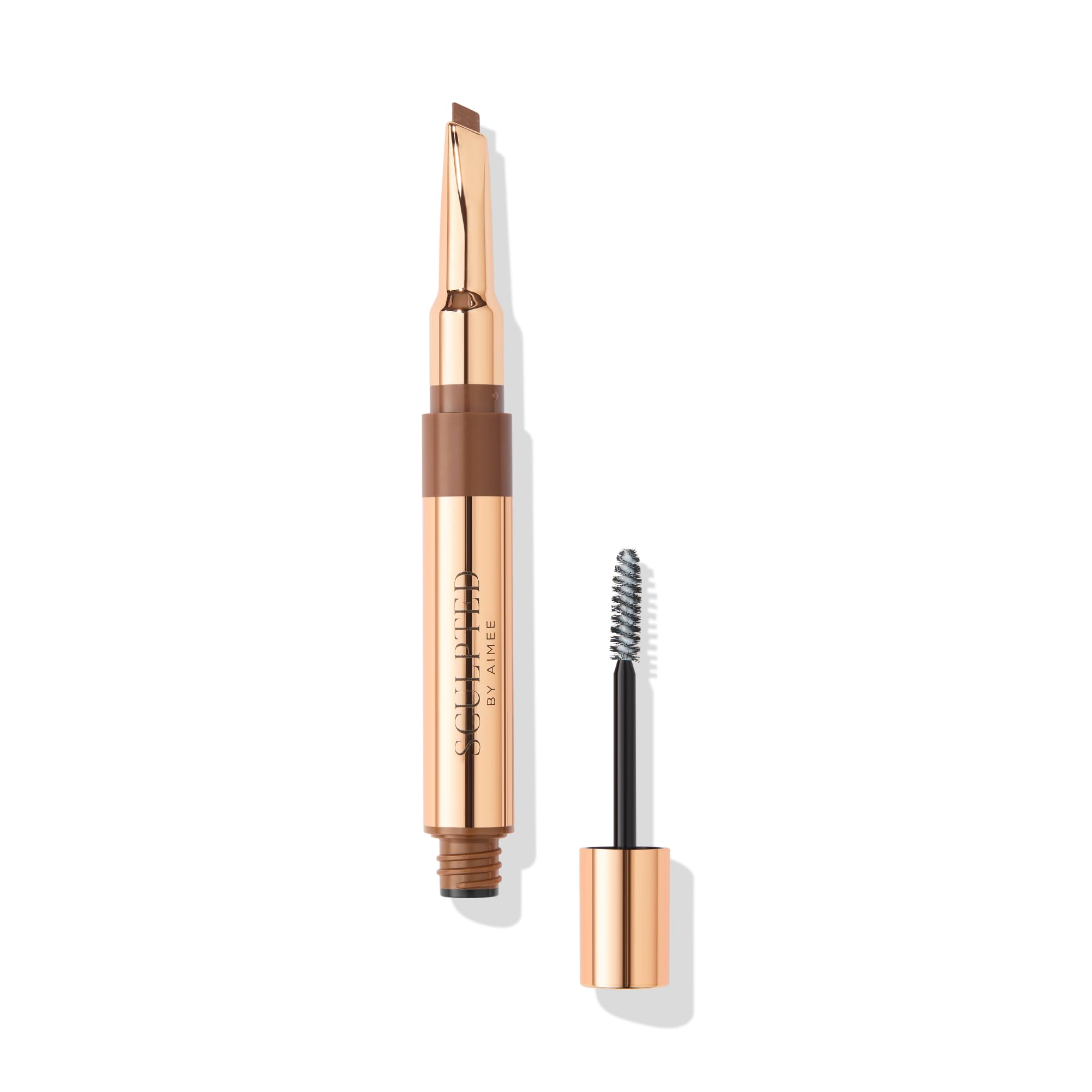 Shape & Set Medium Brown Eyebrow Pencil & Fixing Gel Duo from Sculpted by Aimee 2.5ml - Travel-Friendly, Double-Ended Natural Eye Brow Pencil and Clear Brow Fixing Gel