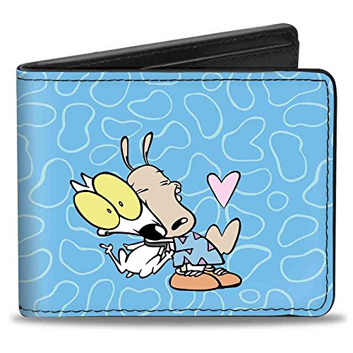 Buckle-Down PU Bifold Wallet - Rocko & Spunky Pose3 + Heffer Pose Blue/White