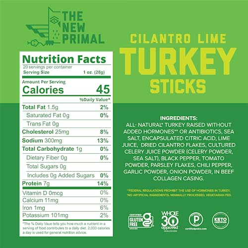 The New Primal All Natural Turkey Sticks, Lightly Peppered, Keto